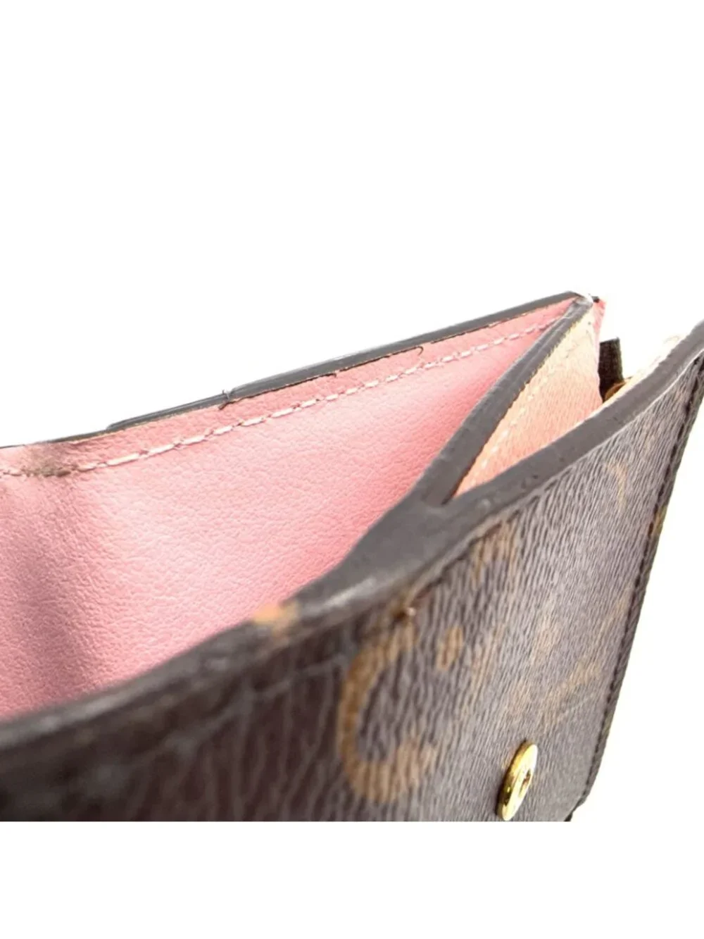 Louis Vuitton Portefeuille Zoe Monogram Rose Ballerine Leather Canvas Pink